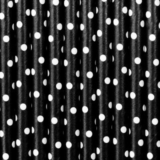 Black Paper Straws with Dots 10/pcs