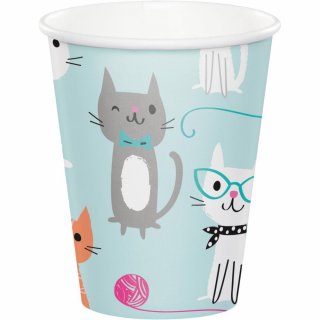 Purrfect party paper cups with cat theme