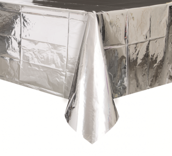 Metallic silver plastic tablecover