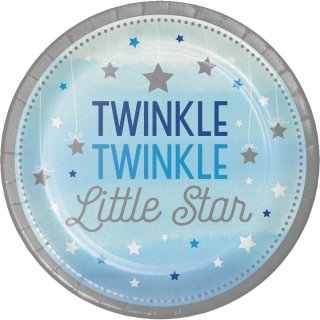 Twinkle Little Star Blue Large Paper Plates (8pcs)