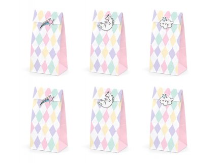 Unicorn Paper Treat Bags with Stickers 6/pcs