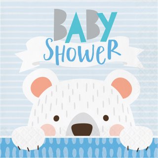 Μπλε Αρκούδος Χαρτοπετσέτες Για Baby Shower 16/Τμχ