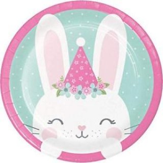 Pink Bunny Small Paper Plates (8pcs)