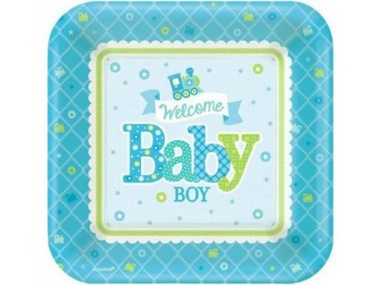 Welcome Baby Boy Μικρά Χάρτινα Πιάτα 8τμχ