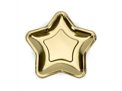Metallic Gold Star shaped small paper plates 6/pcs