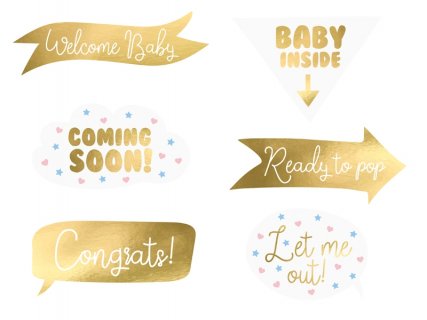 Gold Baby Shower Photo Props 6/pcs