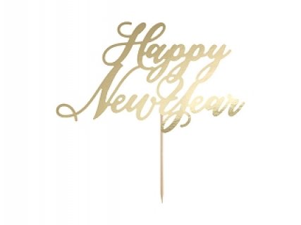 Gold Happy New Year Cake Topper