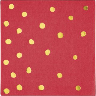 Χρυσοτυπία Κόκκινες Χαρτοπετσέτες Με Αφηρημένα Πουά (16τμχ)