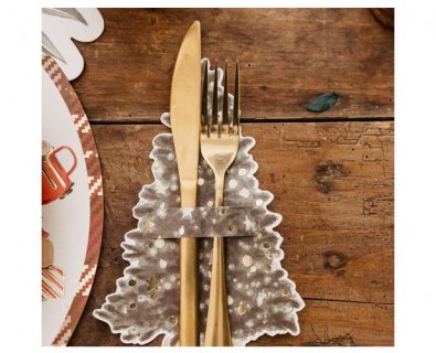 Cutlery holders in the shape of a Christmas tree