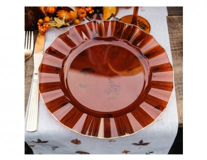 Large reusable plates in ambre color from the Elegance party collection