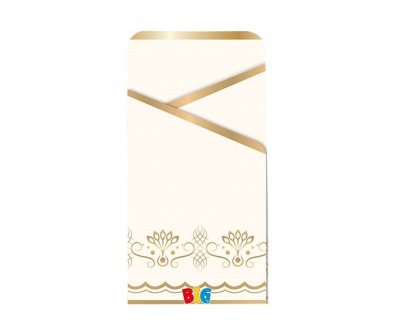 Elegant white cutlery pockets with gold foiled print 6pcs