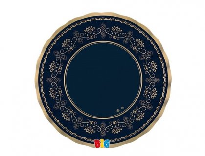 Elegant μπλε royal μικρά χάρτινα πιάτα με χρυσοτυπία 6τμχ