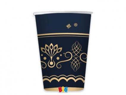 Elegant royal blue paper cups with gold foiled design 6pcs