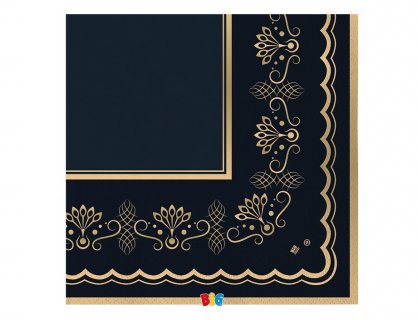 Elegant μπλε royal χαρτοπετσέτες με χρυσοτυπία 16τμχ