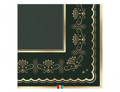 Elegant green luncheon napkins with gold foiled design 16pcs