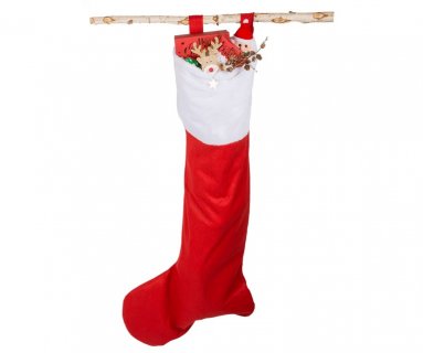 An extra large decorative stocking for Christmas in red color