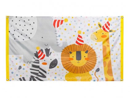 Fabric decorative banner with the jungle animals 150cm x 90cm