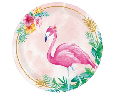 Flamingo floral small paper plates 8pcs