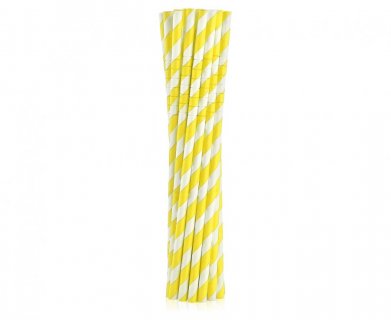 Flexible καλαμάκια χάρτινα σε κίτρινο χρώμα με ριγέ σχέδιο 12τμχ