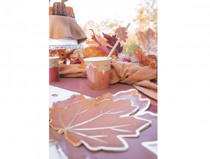 Autumn leaves shaped paper plates for thanksgiving