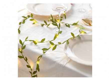 Decorative garland with olive leaves and led lights for party and home decoration
