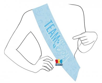 Blue foil sash with Team Boy print