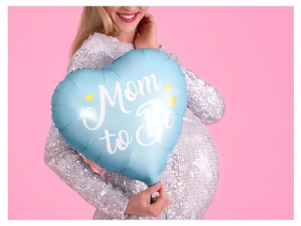 Γαλάζιο μπαλόνι σε σχήμα καρδιάς mom to be για baby shower πάρτυ