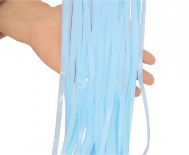 Decorative plastic curtain in pastel blue color