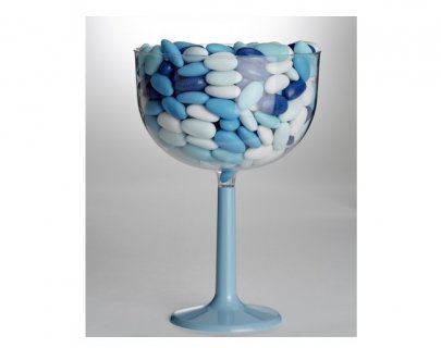 Blue high pedestal with wine cup for the candy bar