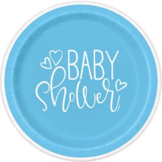 Γαλάζιο Baby Shower Μεγάλα Πιάτα Χάρτινα (8τμχ)