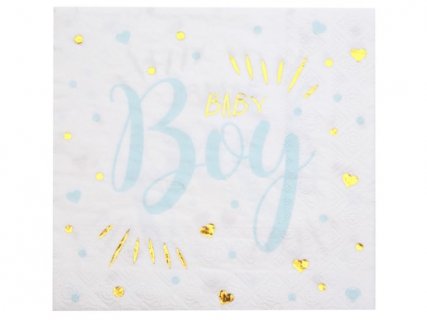 Pale blue and gold baby boy luncheon napkins