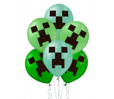 Gaming green latex balloons 12pcs