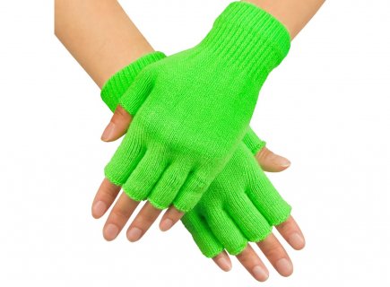 Fngerless gloves in neon UV green color