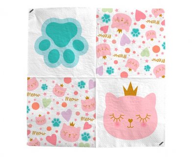 Luncheon napkins from the Cat Princess party collection for girls