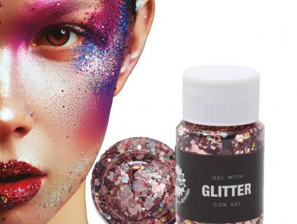 Glitter gel in rose gold color for face painting
