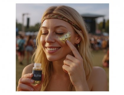Gel with glitter in gold color for face painting