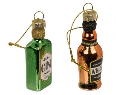Gin and Whisky bottles Christmas tree decorations