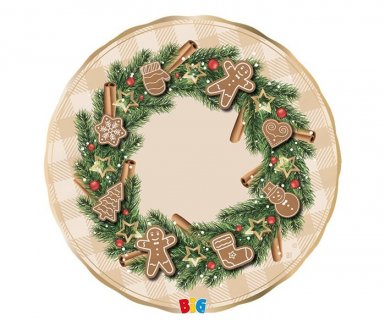 Gingerbread μεγάλα βαθιά χάρτινα πιάτα για τα Χριστούγεννα 6τμχ