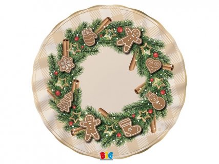 Gingerbread μεγάλα χάρτινα πιάτα για τα Χριστούγεννα 6τμχ