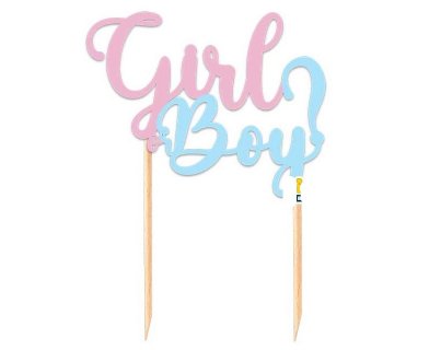 Girl or Boy διακοσμητικό για την τούρτα σε ροζ και γαλάζιο χρώμα