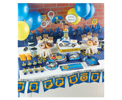 Happy Birthday garland for a police theme party decoration