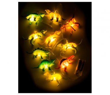 Garland with led lights in the shape of dinosaurs