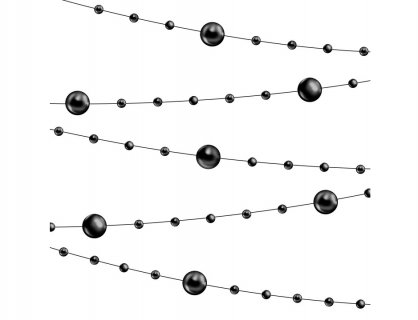 Decorative garland with black pearls 650cm