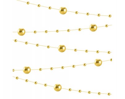 Διακοσμητική γιρλάντα με πλαστικές πέρλες σε χρυσό μεταλλικό χρώμα 650εκ