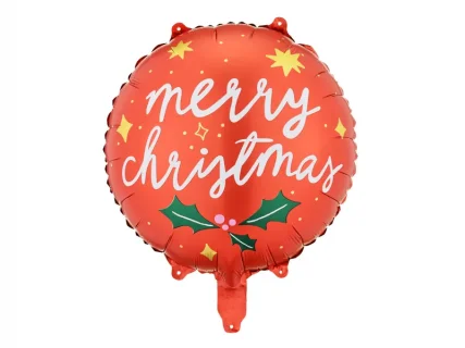 Merry Christmas κόκκινο foil μπαλόνι με θέμα το Γκι για τα Χριστούγεννα