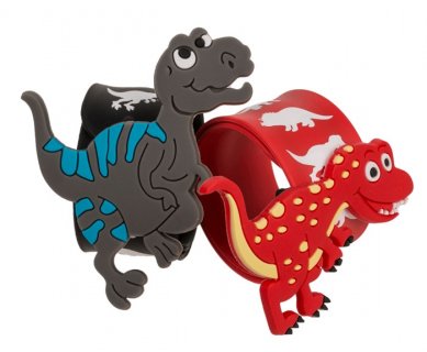 Grey and red dinosaurs snap bands