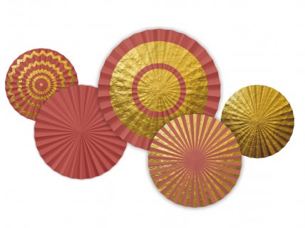Golden Dusk decorative fans 5pcs