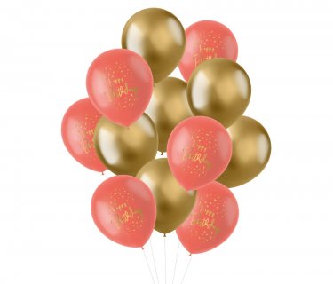 Λάτεξ μπαλόνια σε χρυσό και κοκκινωπό χρώμα για πάρτυ γενεθλίων 12τμχ