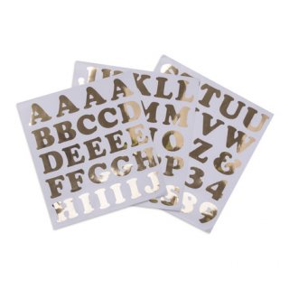 letters and numbers stickers in gold color