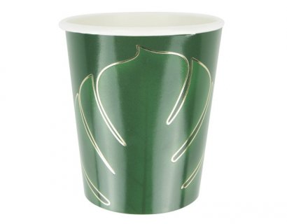 Green tropical paper cups 8pcs